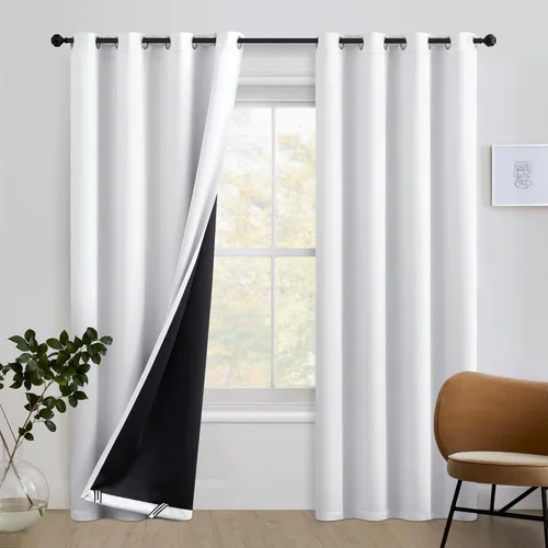 Miniatura 27 de FMFUNCTEX - Cortinas 100% blackout, 63 pulgadas de largo, estampado floral, aislamiento térmico, bolsillo para cortinero, 2 paneles, estilo granja