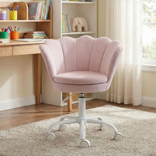Miniatura 11 de chairus Linda silla de escritorio para niños, de terciopelo, para sala de estar, silla tapizada para adolescentes con respaldo de concha, silla Azul