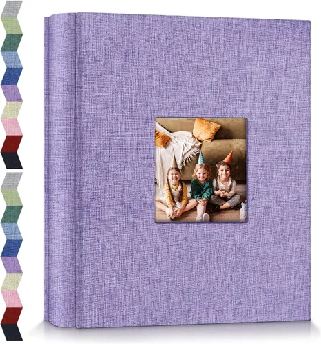 Miniatura 23 de Álbum de fotos popotop 4x6 - 100 fotos, libros de fotos con 100 bolsillos verticales, álbumes con cubierta de lino para fotos familiares, de boda