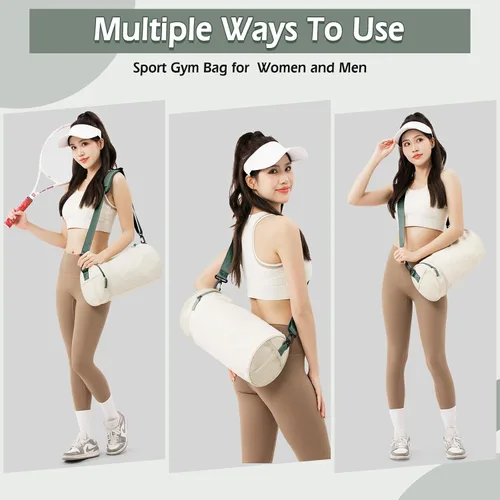 Miniatura 6 de Bolsa de gimnasio pequeña para mujer, A8-Beige y Verde