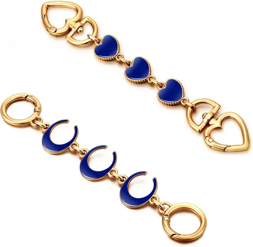 Miniatura 8 de 2 unidades extensoras de bolsa de cadena de corazón y luna, extensores de correa para bolso, cadena de oro, correa de repuesto para monedero