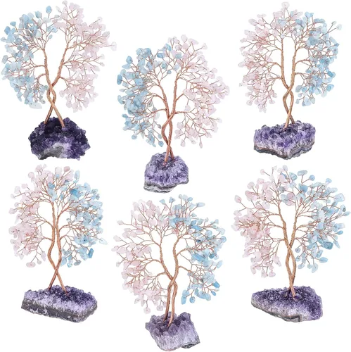 Miniatura 4 de Árbol de cristal doble curativo con base de amatista natural, bonsái de dinero de Feng Shui con energía positiva, decoración del hogar para riqueza