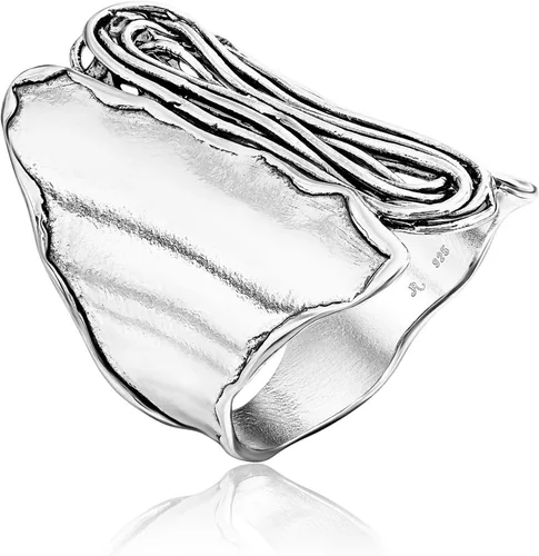JEAN RACHEL JEWELRY Anillo de plata de ley 925 Anillo de escudo contemporáneo con envoltura de alambre de diseño vintage, hipoalergénico, sin plomo