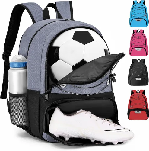 Miniatura 18 de Hsmihair - Mochila de fútbol juvenil - Mochila para fútbol y baloncesto, con compartimento para pelota y tacos separados