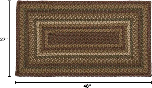 Miniatura 2 de VHC Brands Tea Cabin - Alfombra rectangular de yute rústico a rayas verdes con almohadilla para el suelo, 27 x 48 pulgadas