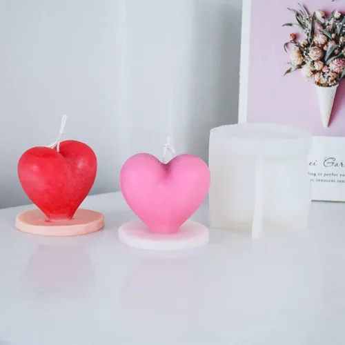 Miniatura 2 de Cestony Moldes de silicona con forma de corazón 3D para hacer velas de resina de pilar aromaterapia velas cera jabón flor espécimen arcilla