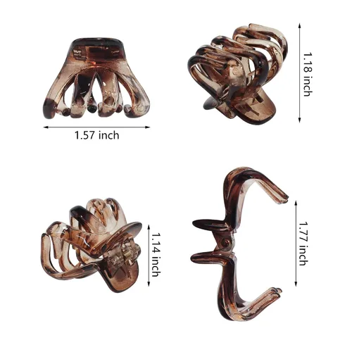 Miniatura 2 de 9 pinzas para el pelo de pulpo de 1.6 in, medianas y pequeñas, pinzas para el cabello ámbar Aceessories antideslizantes, agarres fuertes