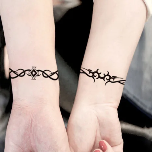 Miniatura 2 de Yesallwas 6 hojas de tatuajes falsos tribales pequeños tatuajes temporales azul negro tribal tatuaje tatuaje cuerpo adhesivo para hombres mujeres
