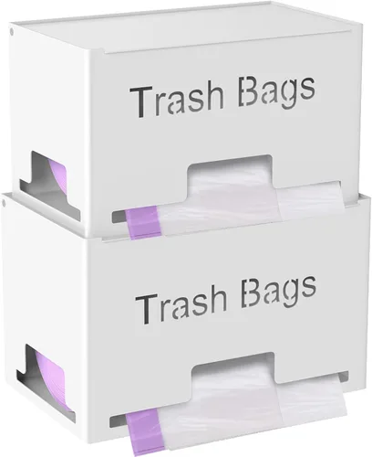 Miniatura 12 de STWWO Dispensador Grande para Bolsas de Basura, Dispensador de Bolsas de Basura de Metal con Soporte para Rollos, Organizador de Almacenamiento