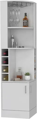 Miniatura 16 de Tuhome Syrah - Armario esquinero con dos estantes externos, estante para copas, ocho cubículos, diseño moderno para sala de estar o bar en casa