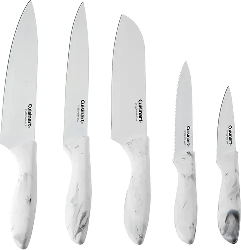 Miniatura 3 de Cuisinart C55-10PWM Juego de cuchillos recubiertos de cerámica con fundas protectoras de hoja (juego de 10 piezas) en mármol sintético