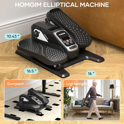 Miniatura 4 de HOMGIM Máquina elíptica para debajo del escritorio, ejercitador de piernas motorizado silencioso con control remoto inteligente, programas manuales