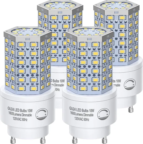 BMXKPO - Foco LED GU24 regulable 10 W, 5000 K luz diurna, 1600 lúmenes (equivalente a 100 W), reemplaza bombilla CFL de rosca de 2 puntas (4