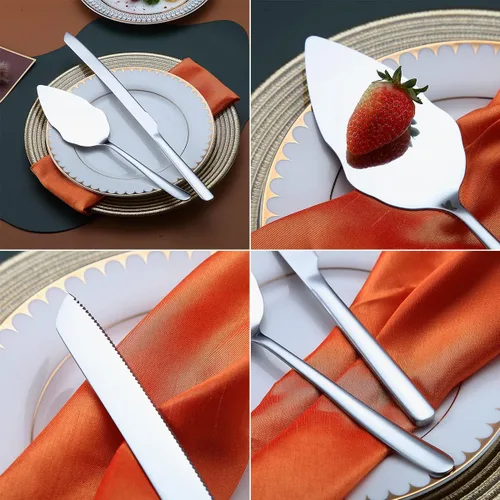 Miniatura 7 de Juego de cuchillo y servidor de pastel de boda, juego de corte de pastel de acero inoxidable para boda, incluye cortador de pasteles y servidor