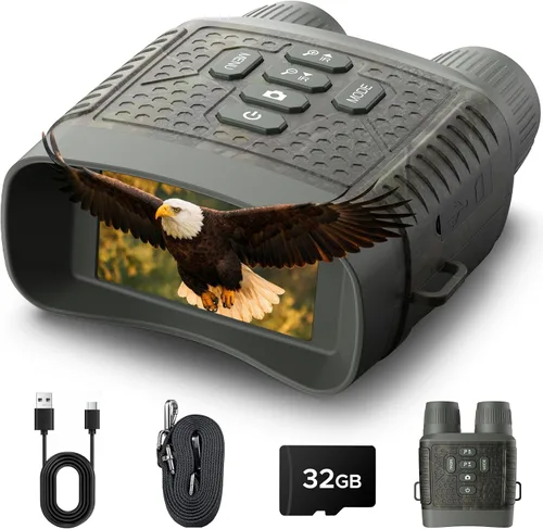 Miniatura 7 de Gafas de visión nocturna, prismáticos de visión nocturna 4K, prismáticos infrarrojos de 112 MP, zoom digital 12X batería recargable de 5000 mAh