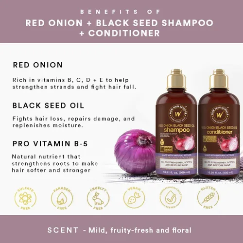Miniatura 8 de WOW Skin Science Champú y acondicionador Red Onion Black Seed Duo 16.9 oz