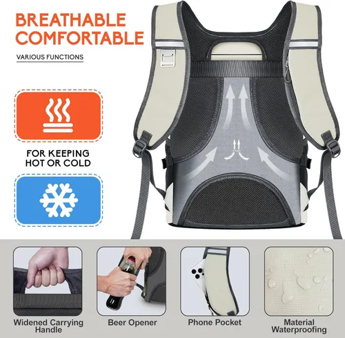 Miniatura 5 de N NEVO RHINO Mochilas Enfriadoras Aisladas a Prueba de Fugas 36/54 Latas, Mochila Enfriadora Aislada Portátil Ligera Impermeable para Hombres