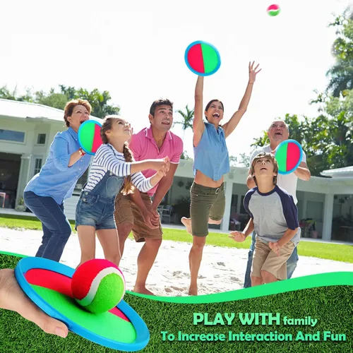Miniatura 6 de Charniol Juguetes para niños, juego de lanzar y atrapar, juego de playa, juegos deportivos de pelota al aire libre, juguetes de nailon para niños