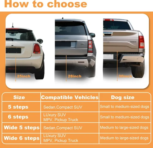 Miniatura 5 de Rampa para perros para auto, camión y SUV, escaleras plegables para perros grandes, escaleras plegables para mascotas con superficie antideslizante