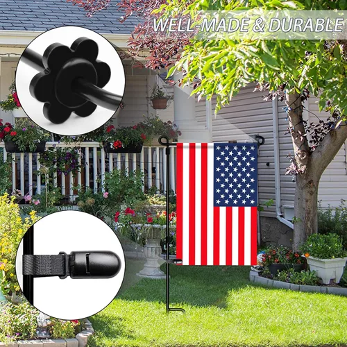 Miniatura 4 de HOOSUN Paquete de 10 clips y tapones para banderas de jardín, clips de tigre para soporte de bandera de jardín, tapones de goma para bandera
