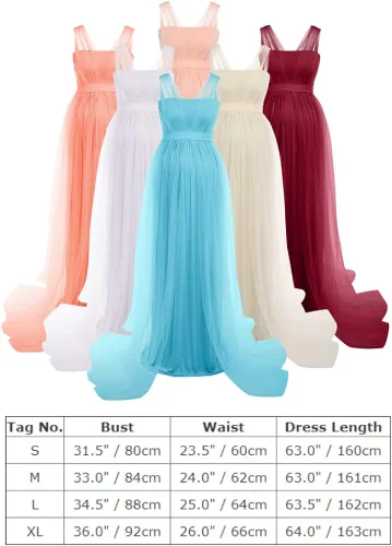 Miniatura 7 de Vestido de maternidad de manga larga con hombros descubiertos para mujer, de tul elegante, ajustado, para baby shower, fotografía, maxi vestido