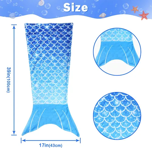 Miniatura 3 de Viviland Manta de cola de sirena – Manta de felpa de sirena para niñas, para todas las estaciones, manta de franela suave para acurrucarse, saco