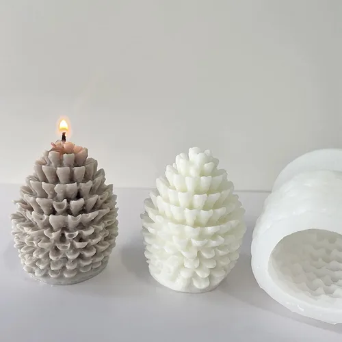 Miniatura 6 de 2 moldes de vela de cono de pino 3D – molde de vela de resina de silicona y jabón para resina epoxi, concreto, adorno de regalo de bricolaje y 2