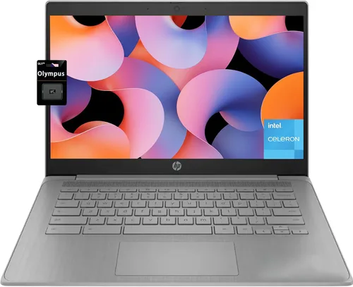 HP Laptop Chromebook 14, procesador Intel Celeron de cuatro núcleos N4500 (> N4020) 4 GB de RAM, 128 GB de almacenamiento, (64 GB eMMC+tarjeta SD de