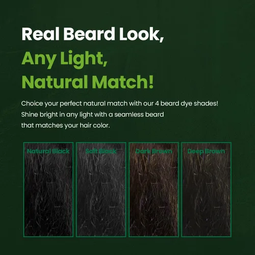 Miniatura 5 de Tinte para bigote y barba para hombre (marrón oscuro, paquete de 3), sin PPD, sin amoníaco, vegano con ingredientes naturales, suave para pieles