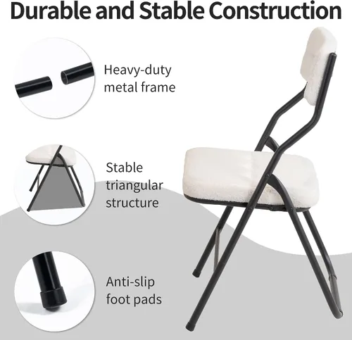 Miniatura 7 de HOMEFUN Paquete de 4 sillas plegables acolchadas, sillas de comedor plegables con cojín, asiento adicional portátil y ensamblado para invitados