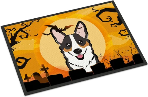 Caroline's Treasures BB1813JMAT - Felpudo tricolor Corgi de Halloween de 24 x 36 pulgadas, tapete para puerta delantera, para interiores y