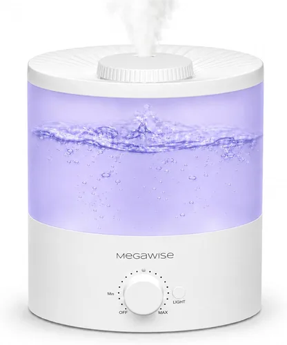 MEGAWISE - Humidificador elegante de 1,5 L para dormitorio, bebé, planta, humidificadores ultrasónicos de bruma fresca de 24 dB, luz nocturna