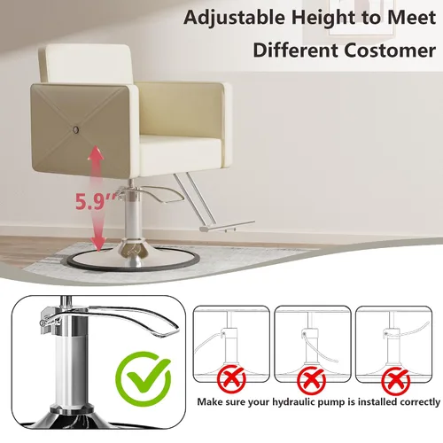 Miniatura 6 de LOUVIXA Sillas de Barbero para Estilista de Cabello, Silla de Salón Hidráulica Ajustable en Altura, Reclinable, Rotación de 360 Grados, Silla