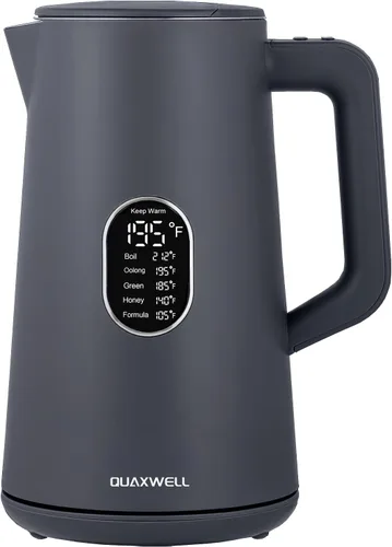 Miniatura 11 de Hervidor eléctrico de acero inoxidable de 1.5 L, tetera de doble pared de tacto fresco, hervido rápido, control preciso de temperatura, pantalla