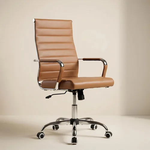 Silla de oficina ergonómica Okeysen, sillas modernas de cuero acanalado para sala de conferencias, silla ejecutiva ajustable giratoria con ruedas