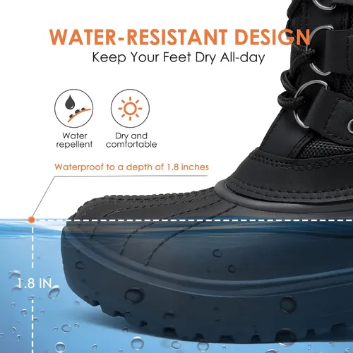 Miniatura 3 de DREAM PAIRS botas de nieve de invierno para mujer, de media caña, con forro de piel sintética