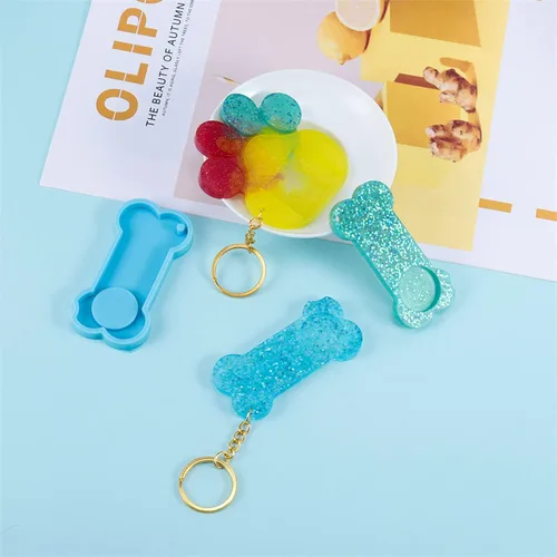 Miniatura 5 de 1-2 unidades/paquete de colgantes de hueso de perro, molde de silicona con forma de pata de mascota, etiqueta colgante de foto de mascotas, moldes