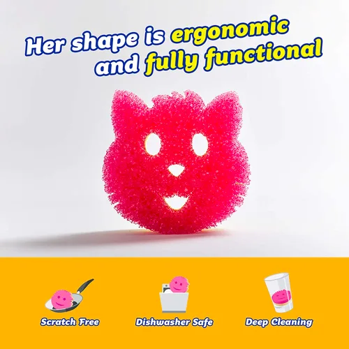 Miniatura 3 de Scrub Daddy Scrub Mommy Special Edition Pets Cat - Esponja multiusos para platos sin arañazos, sin BPA y fabricada con espuma de polímero, esponja