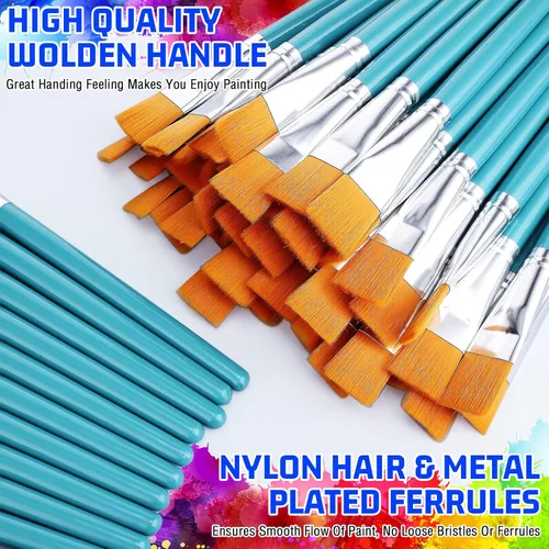 Miniatura 3 de 30 pinceles de pintura a granel, pequeños pinceles de pintura plana a granel, pincel de pintura acrílica, pincel de pintura al óleo para el aula