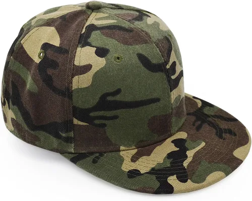 UltraKey Gorra de ala plana, gorra de béisbol de camuflaje militar del ejército de camuflaje de Hip Hop Flat Bill Plain Snapback Sombreros