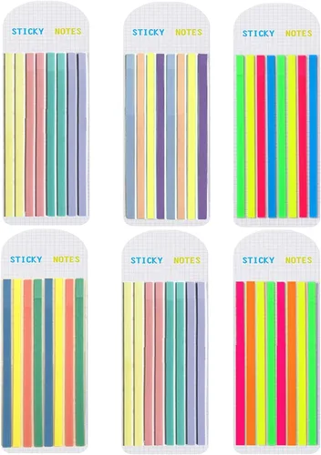 Potanro - Pestañas adhesivas largas 6 hojas, cinta de resaltador 960 piezas, pestañas adhesivas translúcidas para anotar libros, suministros para el