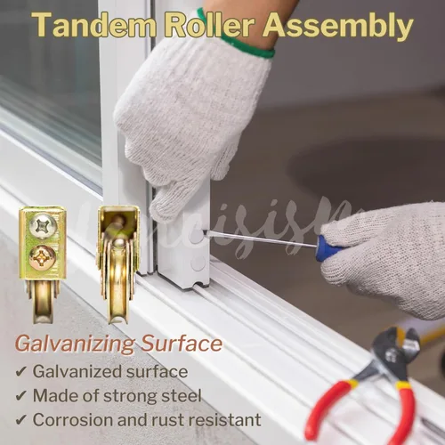 Miniatura 4 de 4 piezas de rodillo tándem para puerta corredera, conjunto de rodillo tándem para puerta corredera de 1-1/4 pulgadas de servicio pesado, rodillos