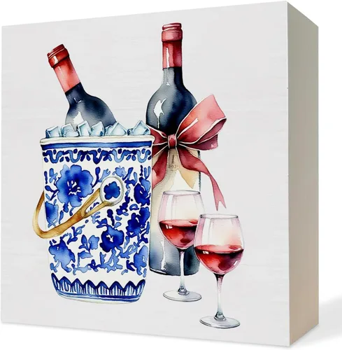 Miniatura 10 de Cartel de madera de champán rosa divertido, regalo de anfitriona de champán para mujeres, diseño de vino espumoso Grandmillennial, placa decorativa