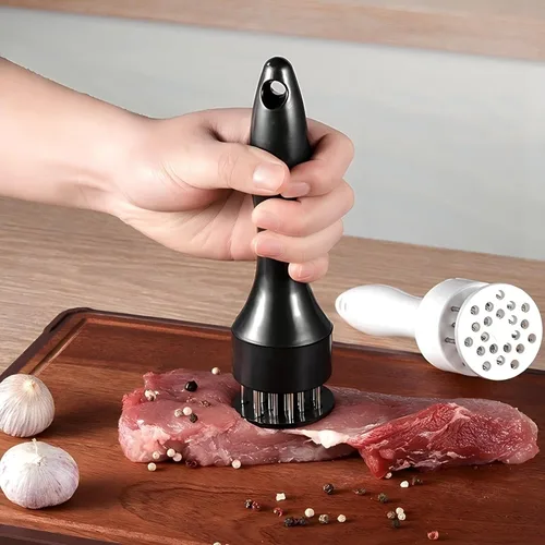 Miniatura 7 de Herramienta ablandadora de carne, 1 par en blanco y negro, con 21 cuchillas de aguja de acero inoxidable ultra afiladas, accesorios de cocina