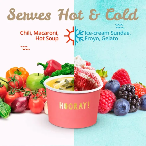 Miniatura 7 de MATICAN Vasos de papel para helado, paquete de 100 cuencos desechables de postre de 9 onzas para bebidas calientes y frías, 9 onzas, papel