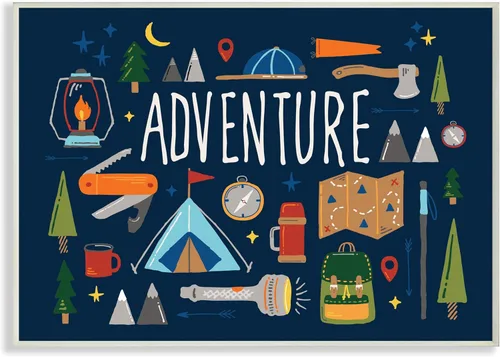 Stupell Industries Adventure Sentiment - Placa de pared diseñada por Zirkus Design, 10 x 15 pulgadas, color azul