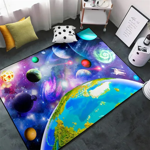 Miniatura 5 de Alfombra espacial para habitación de niños, alfombra de galaxia para niños, alfombras espaciales para dormitorio de niños, decoración