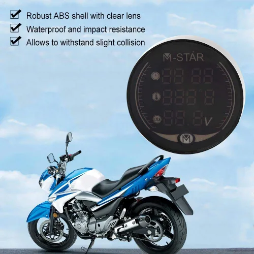 Miniatura 6 de KIMISS Termómetro electrónico 3 en 1 para motocicleta, voltímetro digital, reloj de tiempo, medidor de temperatura