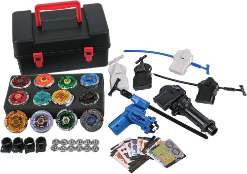 Battle Top Game Metal Fusion 4D Series Spinning Top Set 12 Giroscopios 5 lanzadores con caja de almacenamiento, regalo para niños