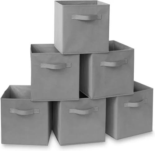Miniatura 36 de Casafield juego de 6 cubos de almacenamiento plegables de tela, canastas de tela plegables de 11 pulgadas, para estantes, cubos organizadores